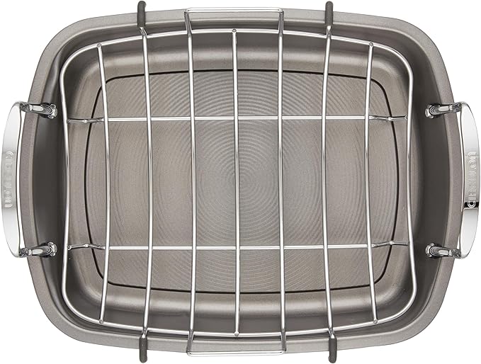 Circulon Nonstick Roasting Pan/Roaster with Rack - 17 Inch x 13 Inch,Gray,(Pack of 3)