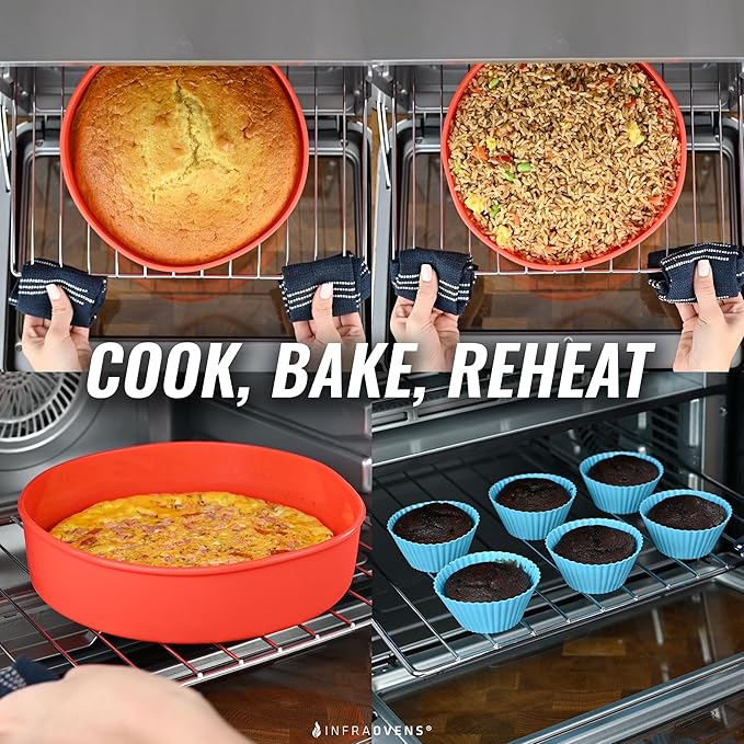 Air Fryer Baking Pan Set For Ninja Foodi Grill 5-in-1 AG301 4qt, Freezer & Airfryer Bakeware Sets with Cupcake Liners & Kitchen Conversion Chart, Nonstick Round Cake Molds for Baking