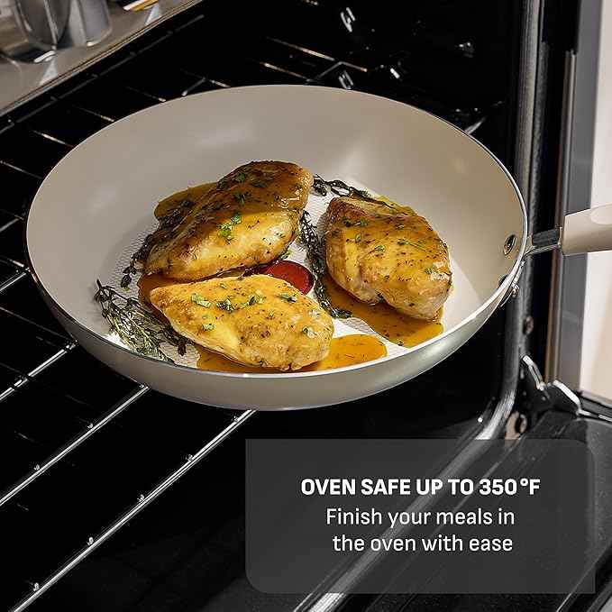 T-Fal Signature Nonstick 12 Piece Cookware Set, Oven Safe Up to 350°F, Dishwasher Safe, Pots and Pans Set, Includes Frying Pans, Saucepan, Stockpot, Cooking Utensils, Beige