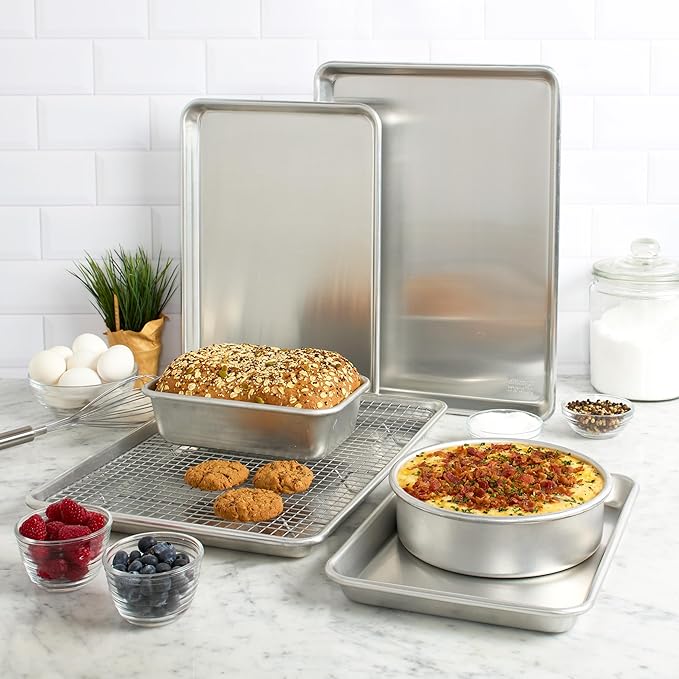 Chigcago Metallic Recyled Aluminum Small 9x13 Baking Sheet, Made With Recylced Aluminum, Perfect For Everyday Baking And Roasting Use