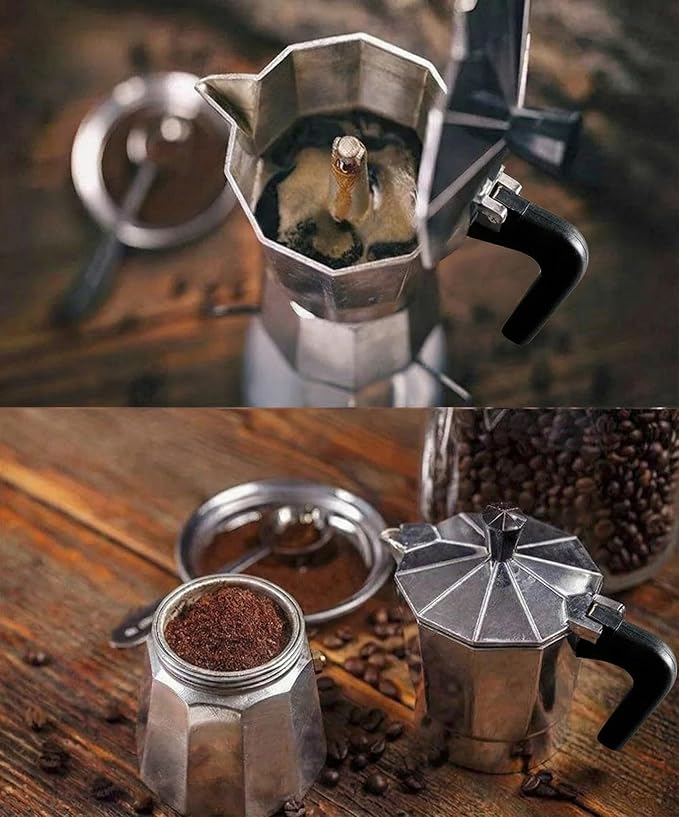 12 Cup Stovetop Espresso Maker Italian Moka Pot, Stove Top Cuban Coffee Maker, Greca Mocha Pot(Basic, 20 oz/600ml)
