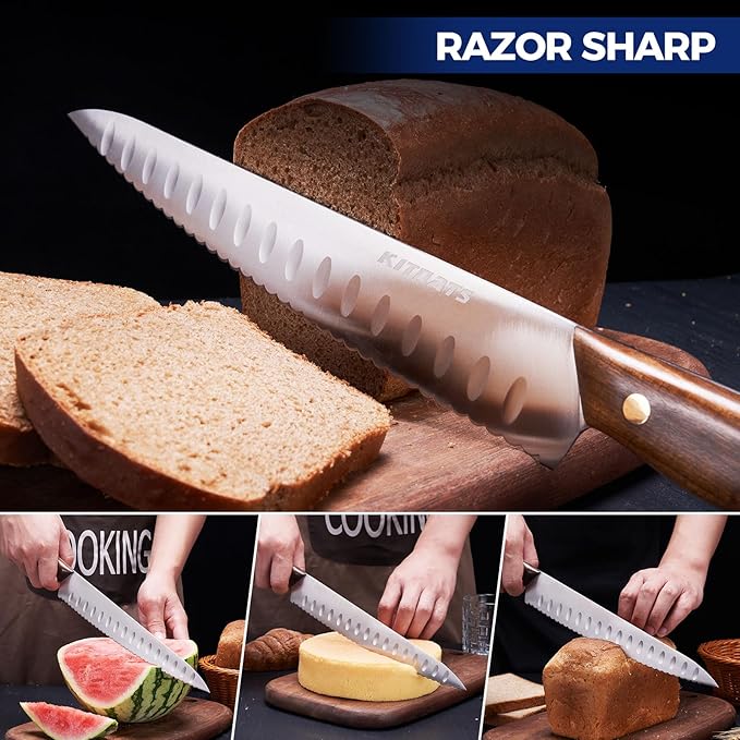 10"/8"Bread Knife set -Multifunction Serrated Knife Razor Sharp Slicer bread knife for homemade bread For Bread, Bagels, Cake, Baking, Efficient cutting Gifts Mother Fathers