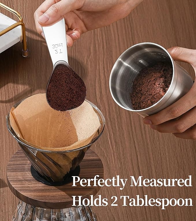 Ugotit Coffee Scoop for Ground Coffee, 2 Tablespoon 304 Stainless Steel Coffee Measuring Scoop Heavy-Duty, Short Handle for Canisters, Espresso & Baking