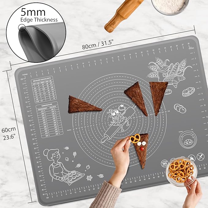 XXL Silicone Pastry Mat, Small Baking Mat, Food Grade Silicone Rolling Board
