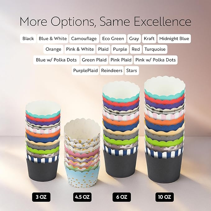 Restaurantware Panificio Premium 6 oz Kraft Paper Classic Baking Cup: Paper Baking Cups Perfect for Muffins Cupcakes or Mini Snacks - Scalloped - Disposable and Recyclable - 200ct Box