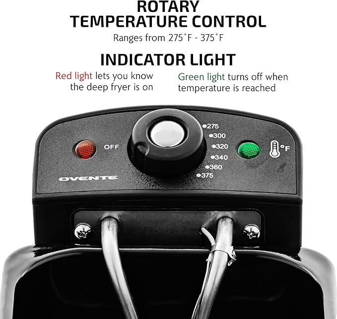 OVENTE Electric Deep Fryer 2 Liter Capacity, 1500 Watt Lid with Viewing Window and Odor Filter, Adjustable Temperature, Removable Frying Basket and Easy to Clean Stainless Steel Body, Silver FDM2201BR
