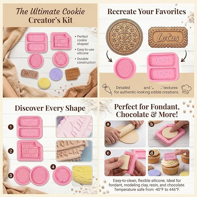 Biscuit Silicone Molds Cookies Chocolate Candy Fondant Molds Can Be Used for Cake Decorating Cupcake Toppers Cookies Butter Floral Paste Dough Plaster Resin Clay