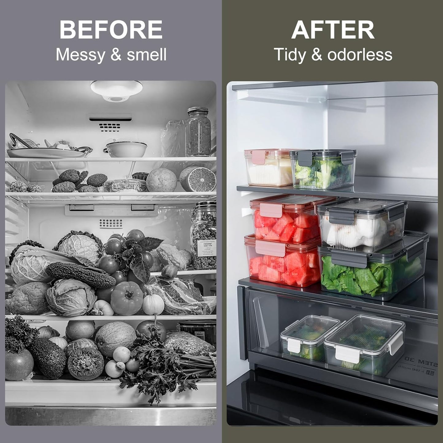Eclirgan Food Containers with Lids/Lock,Rectangle Food Container Set with Leakproof/BPA Free,Clear Freezer Storage Set for Lunch/pantry/Travel/Deli Food(16/33/67 OZ)