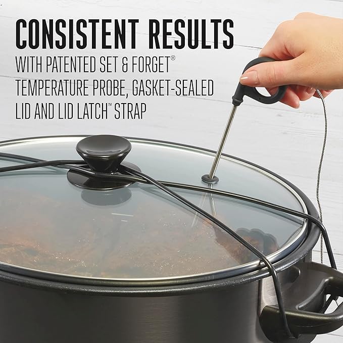 WESTON BRANDS 2-in-1 XL Programmable Slow Cooker & Electric Indoor Smoker, 10 Quart, With 3-Tier Smoking Rack for Meat, Cheese and More, Dishwasher Safe Crock, Temperature Probe, Black (03-2601-W)