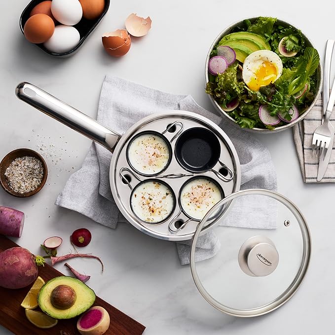 Demeyere Resto Ceramic coating 4-cup Stainless Steel Egg Poacher Set