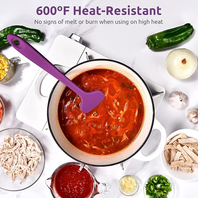 U-Taste 14in Extra Large Flexible Silicone Spatula with 600ºF Heat Resistance, and Upgraded Measuring Cups and Spoons Set of 10 with Reinforced Welded Handle (Purple)