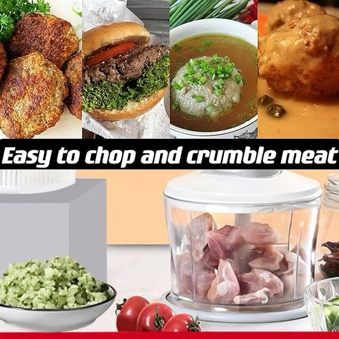 Manual Food Processor -Salsa Maker Hand Chopper Blender As Seen On TV- Meat Masher Mincer-Salad Spinner -Onion Chopper & Dicer for Baby Food, Salad, Herbs, Garlic,BPA Free(Large)