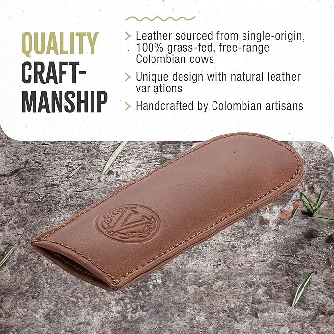 Victoria Leather Handle Cover for Cast Iron Skillets, Heat-Resistant Pan Handle Sleeve, Handmade in Colombia, Small