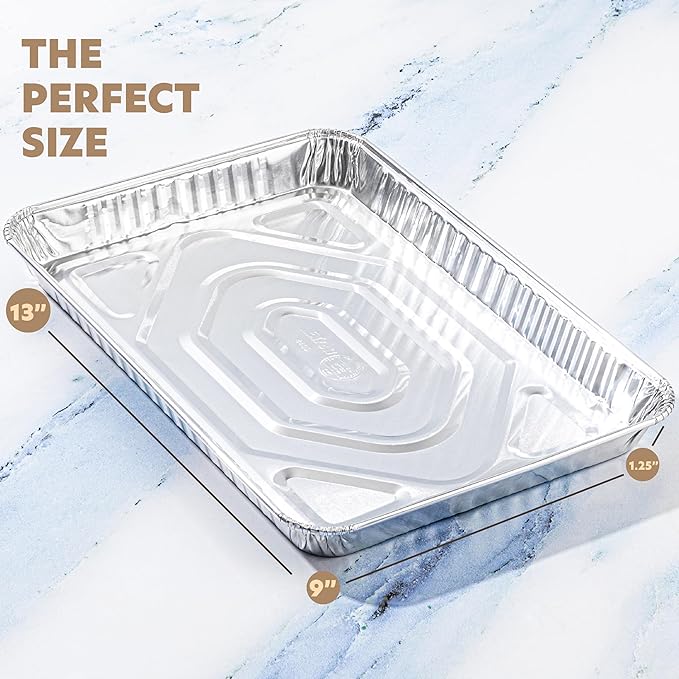 PLASTICPRO Aluminum Pans 20 Pack Disposable Cookie Sheets 9'' x 13'' Baking Pans Premium Quality Heavy Duty Cookie Sheet Pans