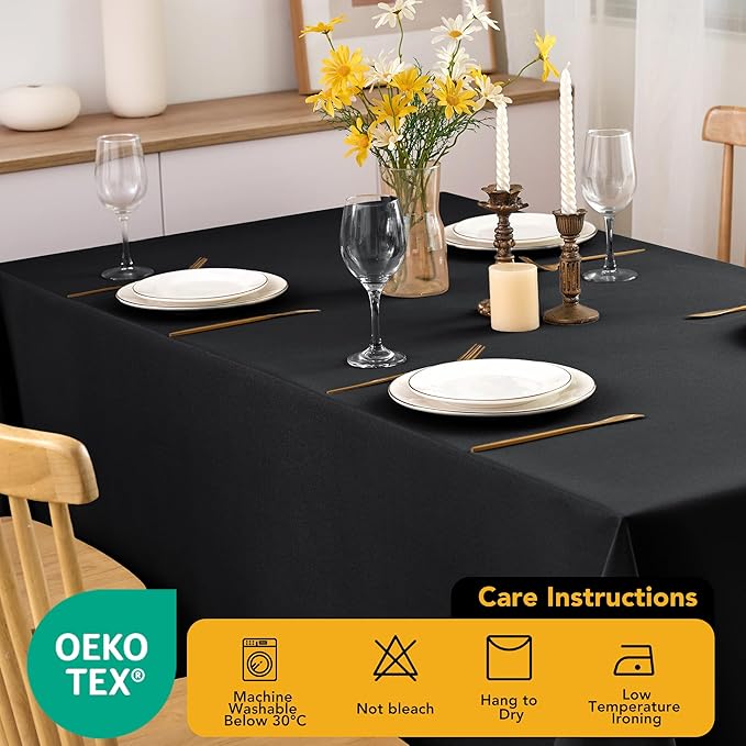 10-Pack Black Tablecloths for Rectangle Tables, 54 x 108 Inches, Stain-Resistant Polyester Fabric for 6 Foot Tables - Washable Table Covers for Weddings, Banquets, Birthday Parties, Events