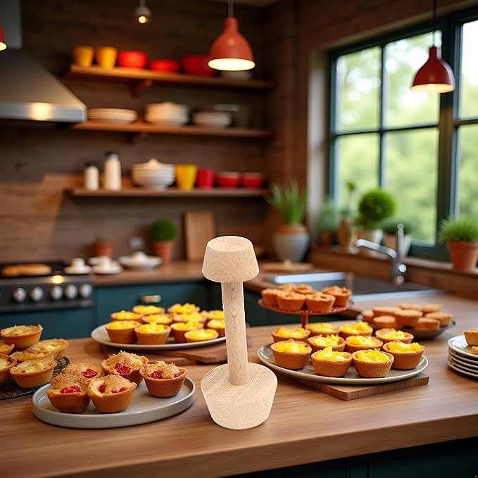 Tart Tamper Pastry Tamper Double Side Wooden Egg Tart Tamper Mold DIY Cake Pastry Pusher for Kitchen Party Baking Tools Tart Tamper, Pie, Tart and Quiche Pans,Tart Pans