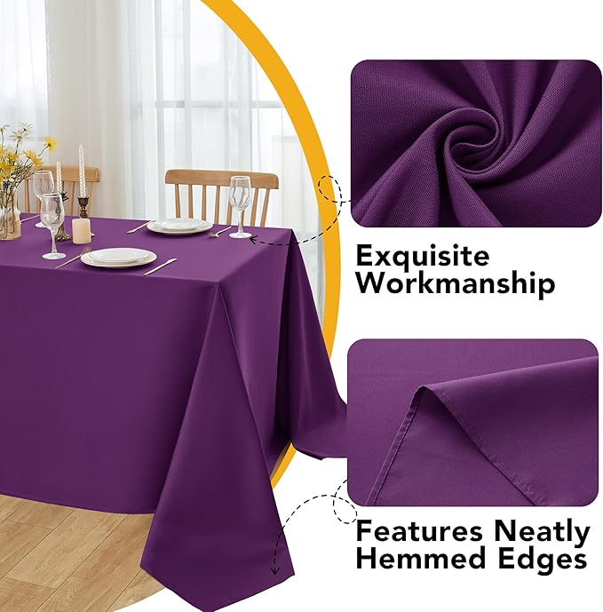 10-Pack Purple Tablecloths for Rectangle Tables, 54 x 108 Inches, Stain-Resistant Polyester Fabric for 6 Foot Tables - Washable Table Covers for Weddings, Banquets, Birthday Parties, Events