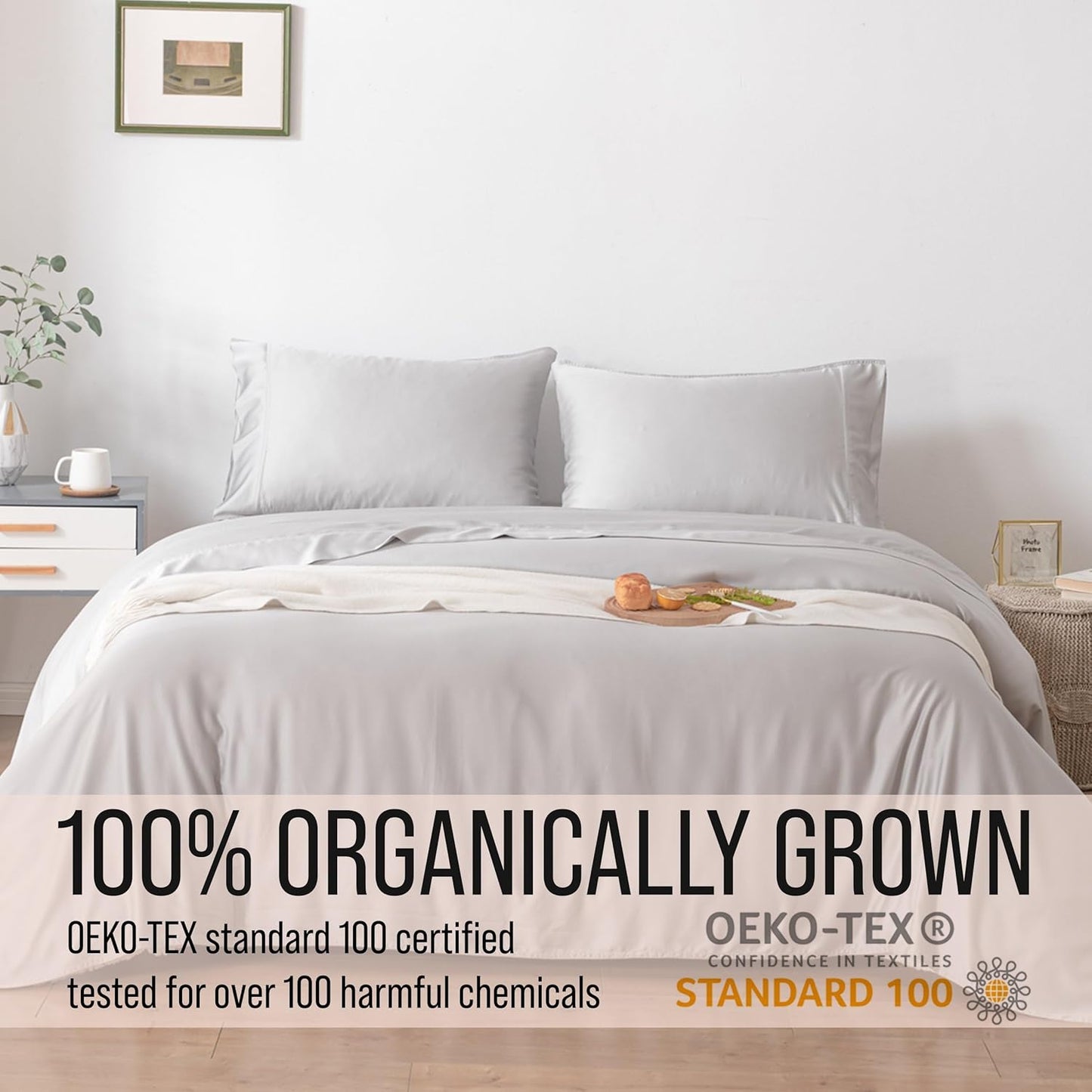 Bella Coterie Luxury Bamboo Viscose Twin Size Sheet Set | 100% Organically Grown | Ultra Soft | Cooling for Hot Sleepers | 18" Deep Pocket [Grey Mist]