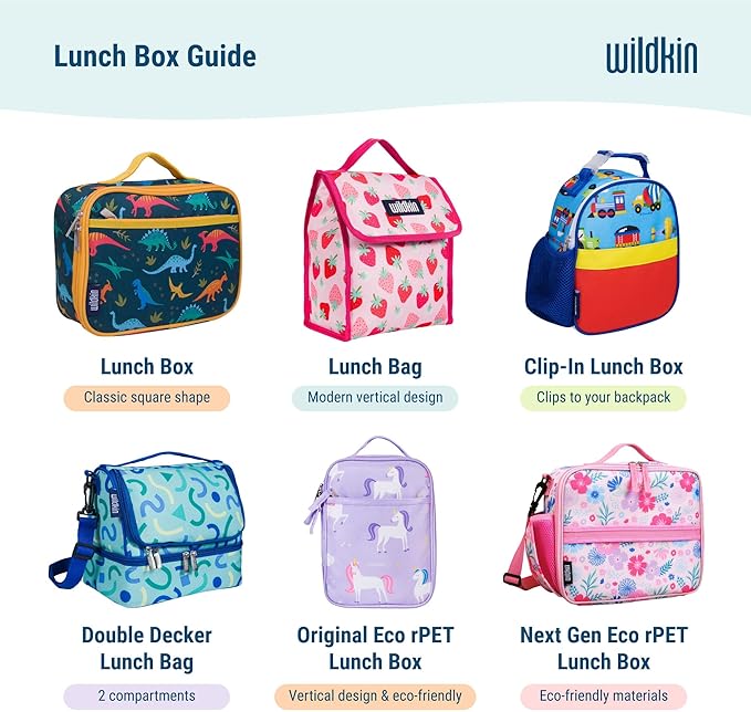 Wildkin Kids Two Compartment Insulated Lunch Bag – Keeps Food Hot or Cold, Easy-Clean Lining, Leak-Resistant & BPA-Free – Boys & Girls, Ideal for School, Travel & Daycare – Blue Glitter