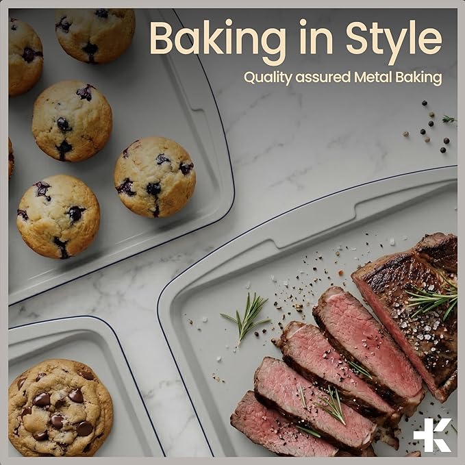 Royal Blue 10-Piece Bakeware Sets, Nonstick Carbon Steel Baking Sheet & Pans, Stackable Space-Saving Bakeware, Dishwasher Safe, Stain-resistant, PFOAPFOSPTFE Free, Oven Safe Up To 450°F (230°C)