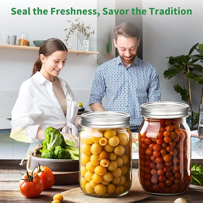 36Pcs Mason Jar Lids with Rings Wide Mouth, Upgrade Canning Lids with Rings/Bands for Ball, Kerr Jars and More, Split-Type with Leak Proof & Airtight, Food Grade Material for Mason Jars