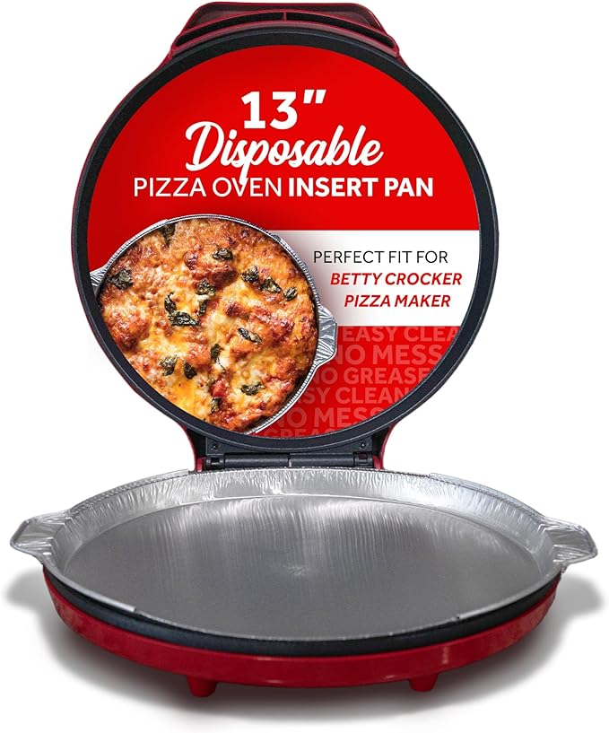12" Pizza Oven Insert Pan (25-Pack) - Disposable Aluminum Liner for Countertop Pizza Makers, Fits Betty Crocker Pizza Maker, Piezano & More
