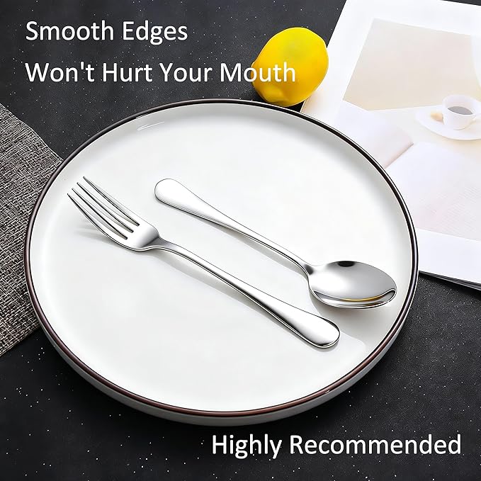 24 Piece Forks and Spoons Silverware Set for 12, Stainless Steel Dinner Forks and Spoons Silverware Set, Heavy-Duty Cutlery Set, Dishwasher Safe (Silver)
