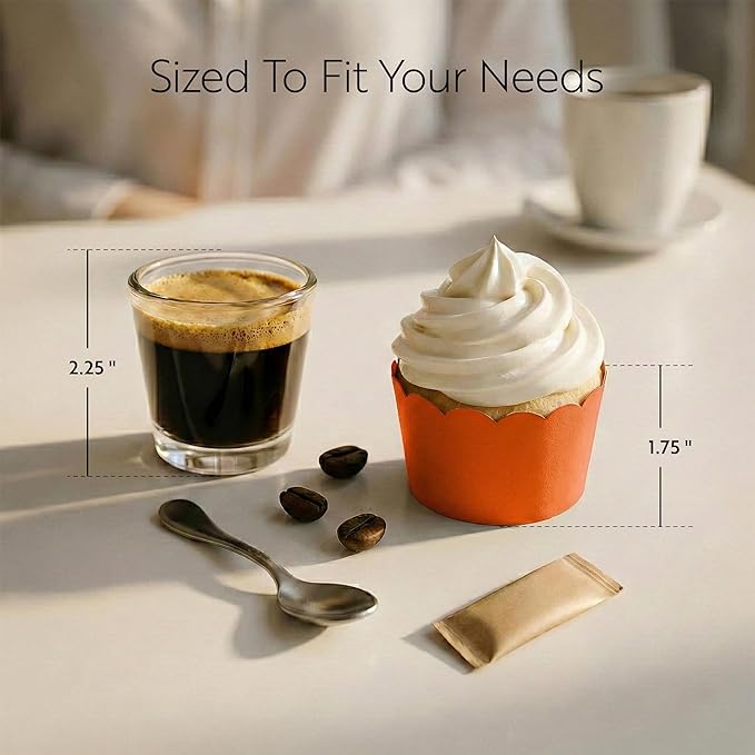 Restaurantware Baking Cups 200 Pack of 3.38 oz Paper Cupcake Liners Greaseproof Scalloped Oven-Safe Elegant Dessert Muffin Cups Disposable for Parties