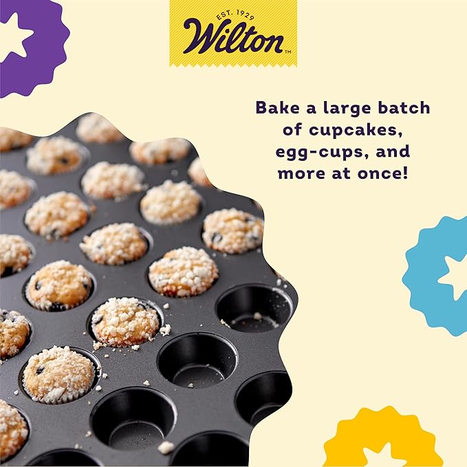 Wilton Perfect Results Non-Stick Mega Mini Muffin Pan, 48-Cup Cupcake Pan, Steel