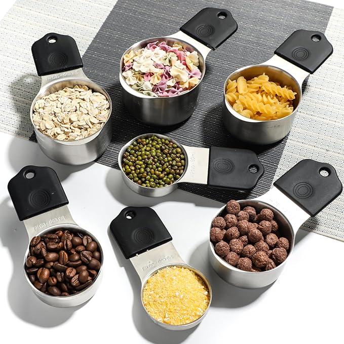 Measuring Cups Stainless Steel Magnetic Measuring Cups Set of 7 Stackable Nesting Heavy Duty Metal Measure Cup for Measuring Dry or Liquid Ingredients