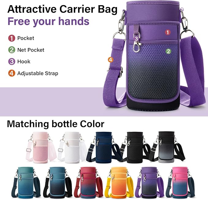 DYSANKY Insulated Water Bottle | Thickened Stainless Steel Vacuum Metal | Portable Sports Water Jug for Gym and Hiking with Straw, Carrier Bag, Handle Strap | BPA-Free 32 oz