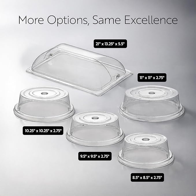 Restaurantware Cater Tek 21 Inch Polycarbonate Plate Cover 1 Shatterproof Dish Cover - Dishwashable For 21 Inch Plates Clear Plastic Tray Cover Flap Handle Design Endures Up To 210F