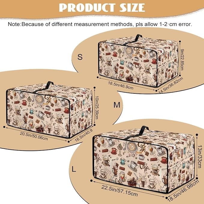 Toaster Oven Dust Cover Small Kitchen Appliance Cover for Countertop Convection Ovens,Small Appliances, S, 14.5 x 18.5 x 9 Inches, Coffee Chocolate Print Beige