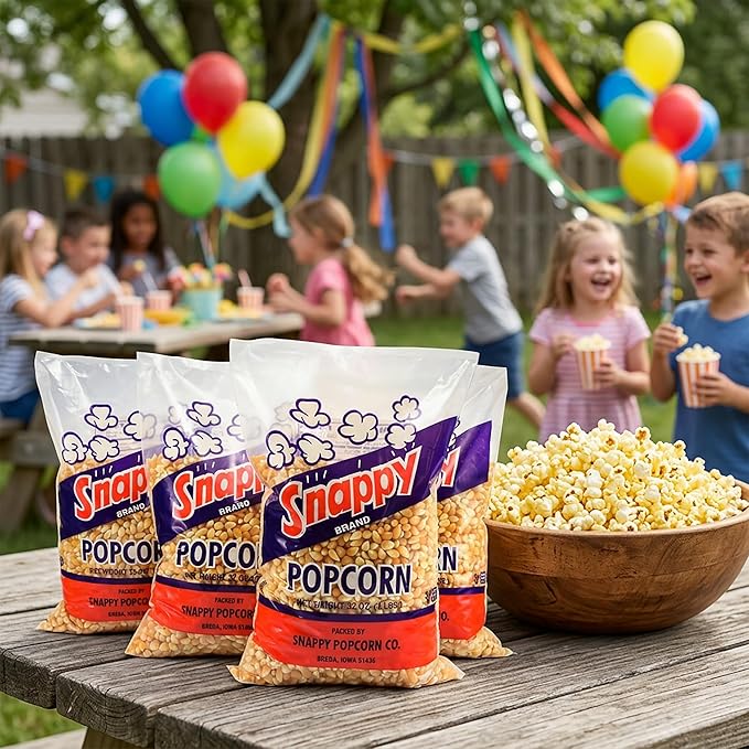 Snappy Yellow Popcorn Kernels for Popping with Popcorn Machine, Air Popper or Stove Top, 2 lb Bags, 12 Pack