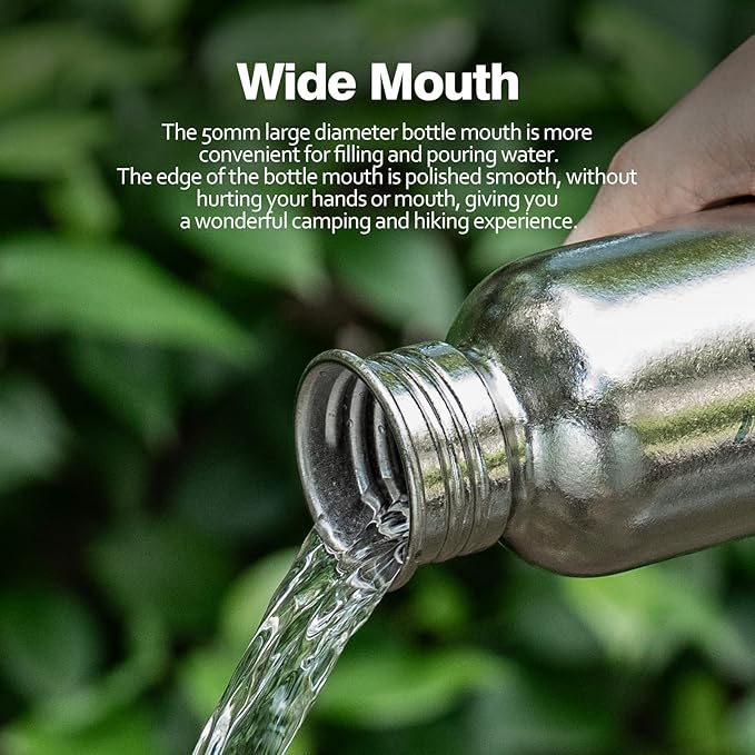 Boundless Voyage Titanium Water Bottle with Lid Wide Mouth Leak-Proof Reusable Sport Drinking Bottle for Camping Hiking Picnic Climbing Running Tea Coffee (600ml-glossy)