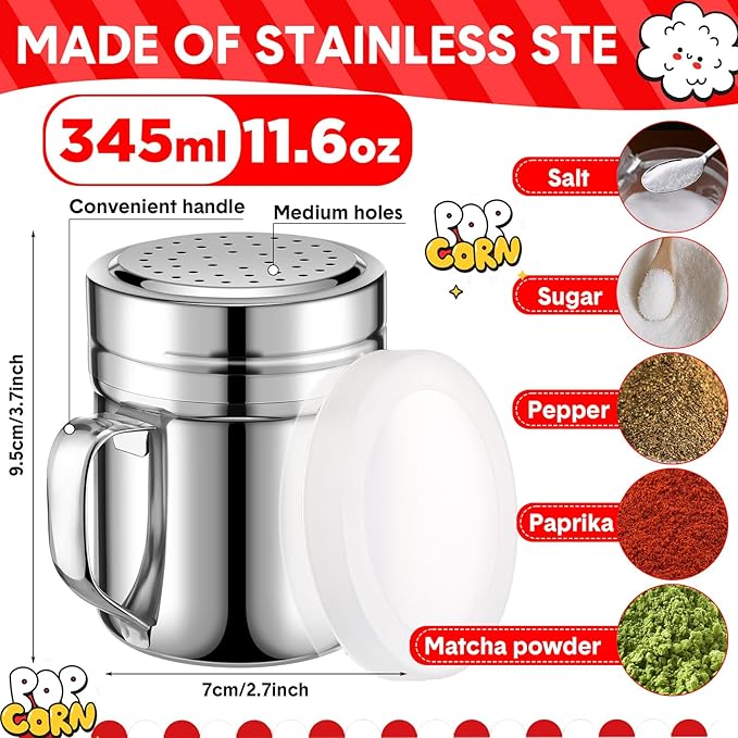 Potchen 502 Pieces Popcorn Machine Supplies Set Includes 500 Pcs 1oz Red and White Popcorn Bags Bundle Scoop and Stainless Steel Seasoning Dredge Salt Shaker for Party Movie Night Theater(Classic)