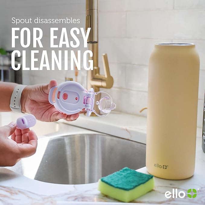 Ello Pop & Fill 22oz Stainless Steel Water Bottle with Quick Fill Technology, Double Walled and Vacuum Insulated Metal, Leak Proof Locking Lid, Sip and Chug, Reusable, BPA Free, Pistachio