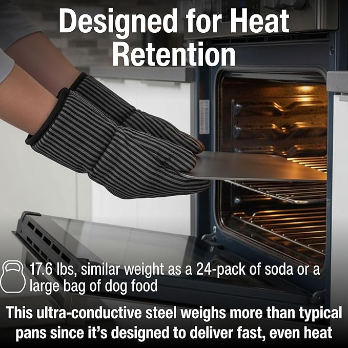 ThermiChef 16x16 Pizza Steel, 1/4" Thick, 17.6 lbs - Cooking Steel for Oven & Grill - Made in USA