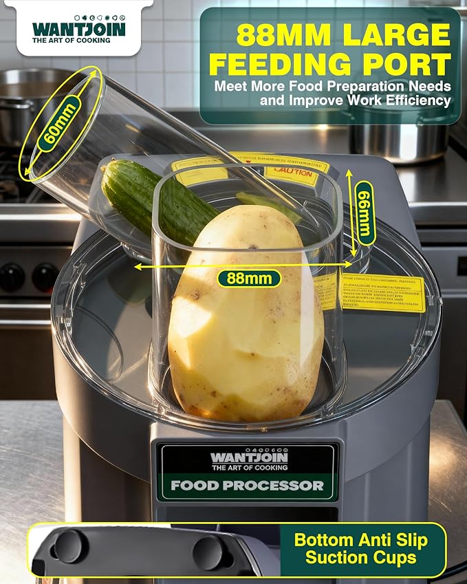 WantJoin 6-In-1 Electric Vegetable Chopper - Multifunctional Commercial Electric Food Dicer Processor For Slicing(2.5mm), Dicing(8/12mm), Chopping(2.5mm), Shredding, Crinkle Cutting, Oblique Cutting