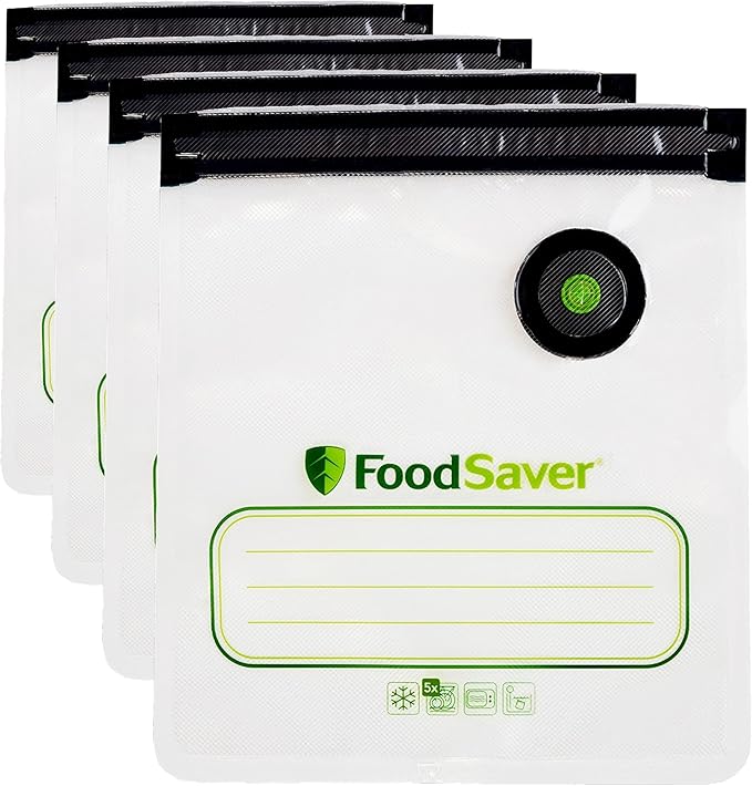 FOODSAVER Reusable Vacuum Zipper Bags, Quart | For Handheld Vacuum Sealers | 10 Count, Pack of 4