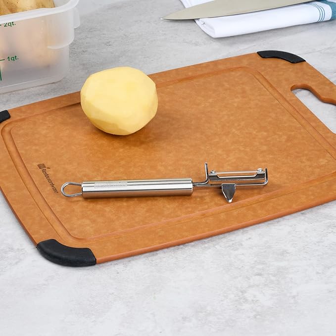 Restaurantware-German Standard 7.4 Inch Potato Peeler With Potato Eye Remover, 1 Swivel Vegetable Peeler - Sharp Blade, Ergonomic Handle, Stainless Steel, Dishwashable, For Carrot, Or, More