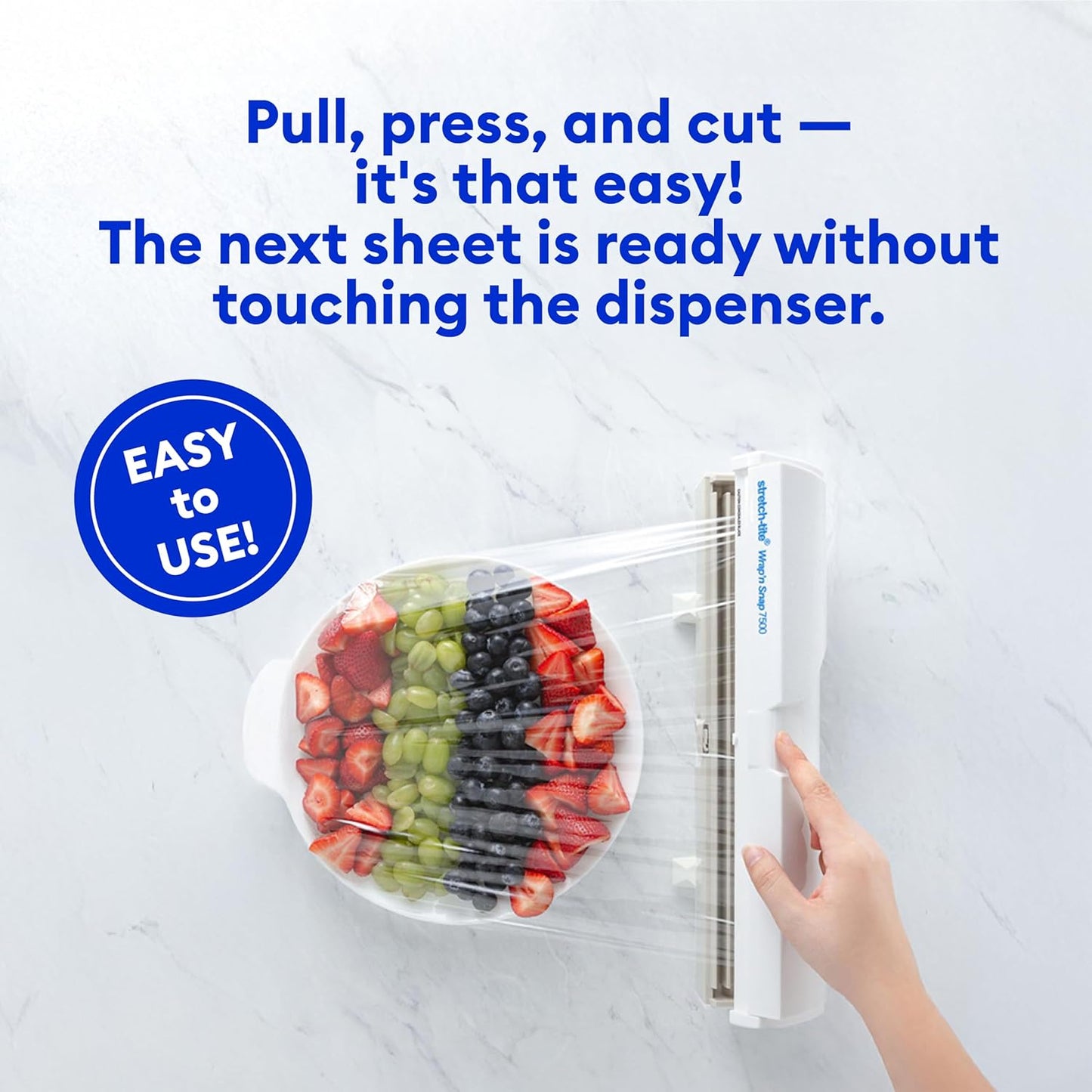 Stretch-Tite Wrap'n Snap 7500 Dispenser, Easy Refill and Cutter for Plastic Wrap