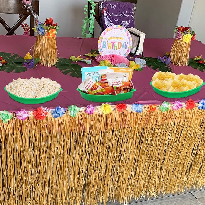 Palm Leaf Serving Trays | 12 Pcs Green Plastic Hawaiian Snack Trays | Luau Party Decorations Serveware | Tropical Party Serving Platter | BBQ, Summer, Beach, Island, Jungle Serving Tray | By Anapoliz