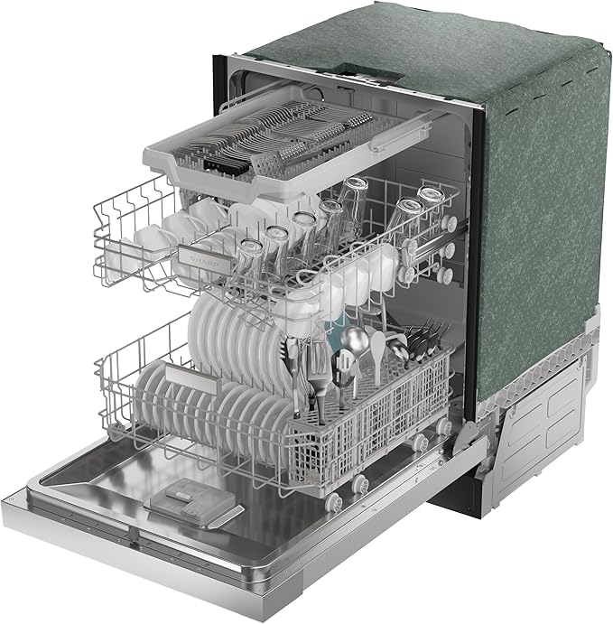 Sharp SDW6506JS 24-inch Stainless Steel Dishwasher, 49 dB, Third Rack, 12 Place Settings, Front Touch Controls