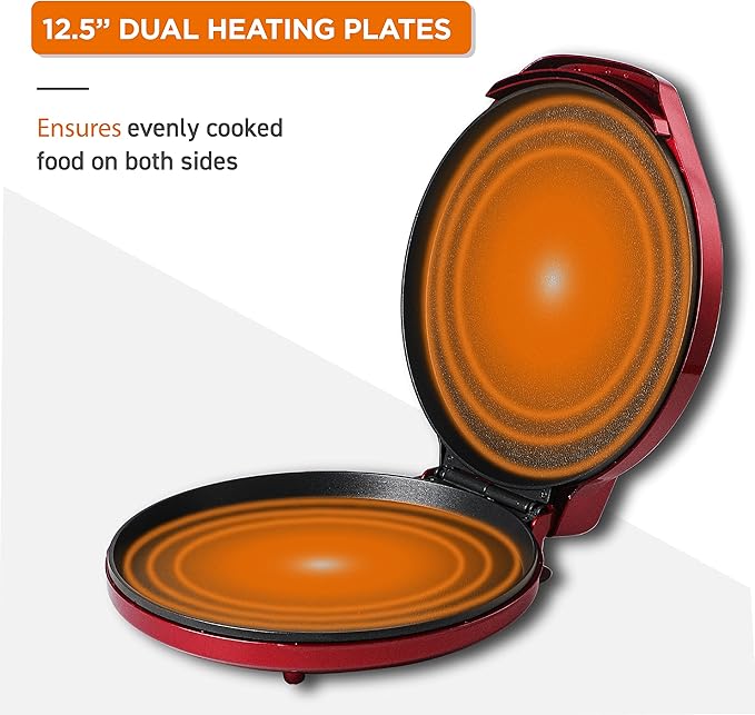 COMMERCIAL CHEF Countertop Pizza Maker, Indoor Electric Countertop Grill, Quesadilla Maker with Variable Temperature