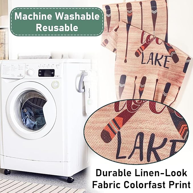 2Pcs Lake House Plastic Bag Holder for Kitchen Essentials, Reusable Hanging Grocery Bag Organizer, Washable Large Grocery Trash Bags Storage Dispenser Lake House Decor for the Home