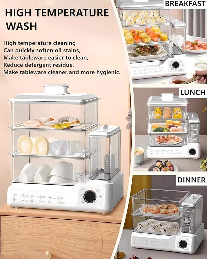 24L Electric Steamer, Three-Layer Food Steamer, Stainless Steel Steamer With Detachable Water Tank, 800w Large Capacity Breakfast Machine With Timer, Suitable For Families And Gatherings