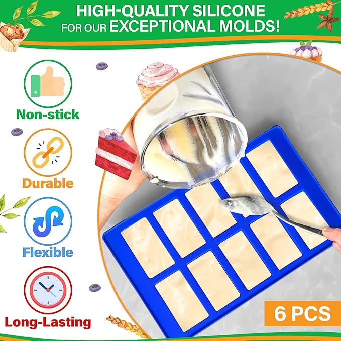6 Pcs Robot & Bricks Silicone Molds for Chocolate – Non-Stick, Heat-Resistant & Easy to Clean – Chocolate Molds Silicone Design for Baking, Ice, Gummy, Candy & Cake Decorating – Fun DIY Kitchen Tool