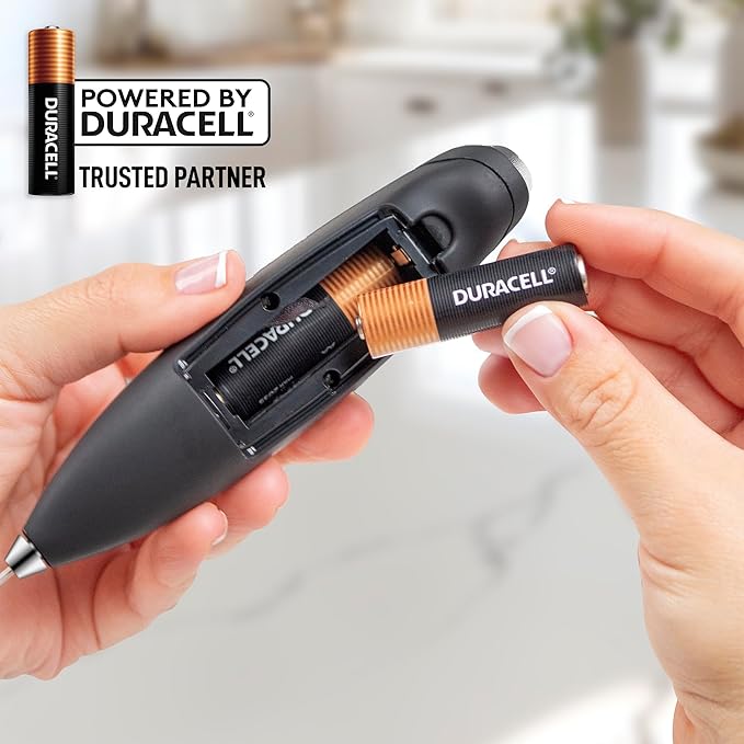 Zulay Kitchen Powerful Milk Frother Wand With 2 Duracell Batteries - Ultra Fast Handheld Drink Mixer - Electric Whisk Foam Maker for Coffee, Lattes, Cappuccino, Matcha, Hot Chocolate & Creamer - Black