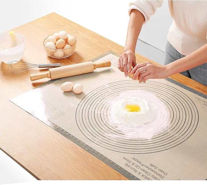 Silicone Pastry Mat 36x24 Inch Extra Large Baking Mat with Measurements, Nonstick Kitchen Counter Mats for Dough, Pastry, Dough Rolling, Kneading Board, Pie Crust, Fondant, Bread, Pasta, Pizza